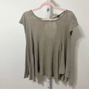 Free People‎ Boho Oversized Tee Sage Green OS Flowy Bohemian Airy